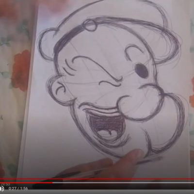 Drawing of Popeye as TCC's Digital Art class example