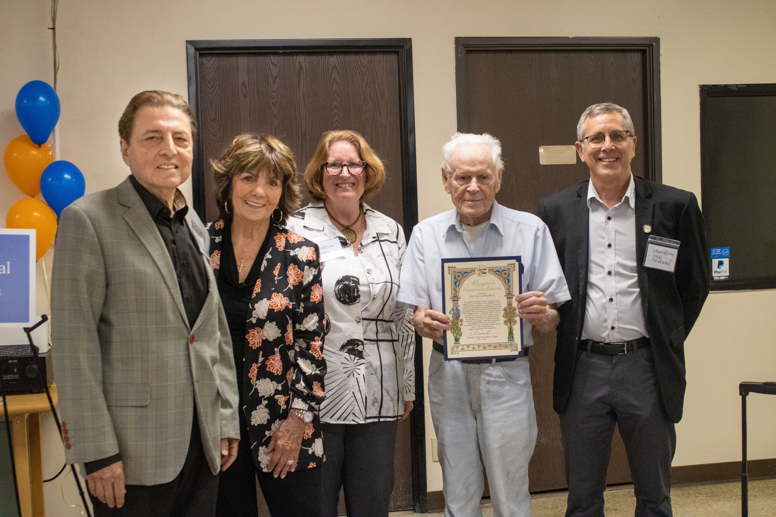Glendale dignitaries with ED Nancy Niebrugge and Founder Jerry Campbell.