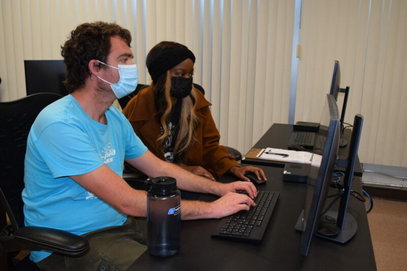 Kevin and Jazmyne in Computer Lab Job Coaching